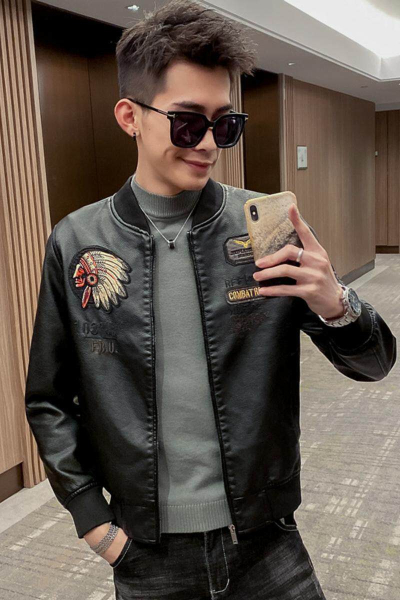 JK035-P110男士春秋皮衣外套韩版潮流休闲帅气机车服精神小伙男,男装皮衣,电商D310（原电商305）