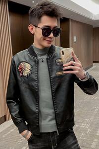 JK035-P110男士春秋皮衣外套韩版潮流休闲帅气机车服精神小伙男图片
