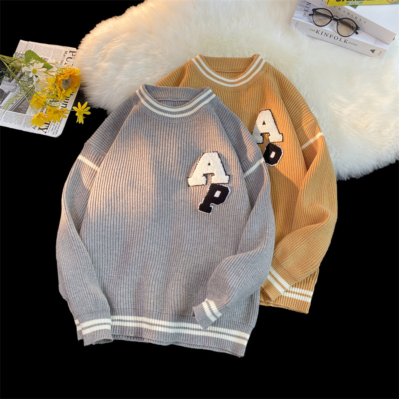 M817-P55毛衣男士秋冬宽松慵懒风套头线衣oversize高街针织衫外套，男装针织衫/毛衣，电商D310（原电商305）