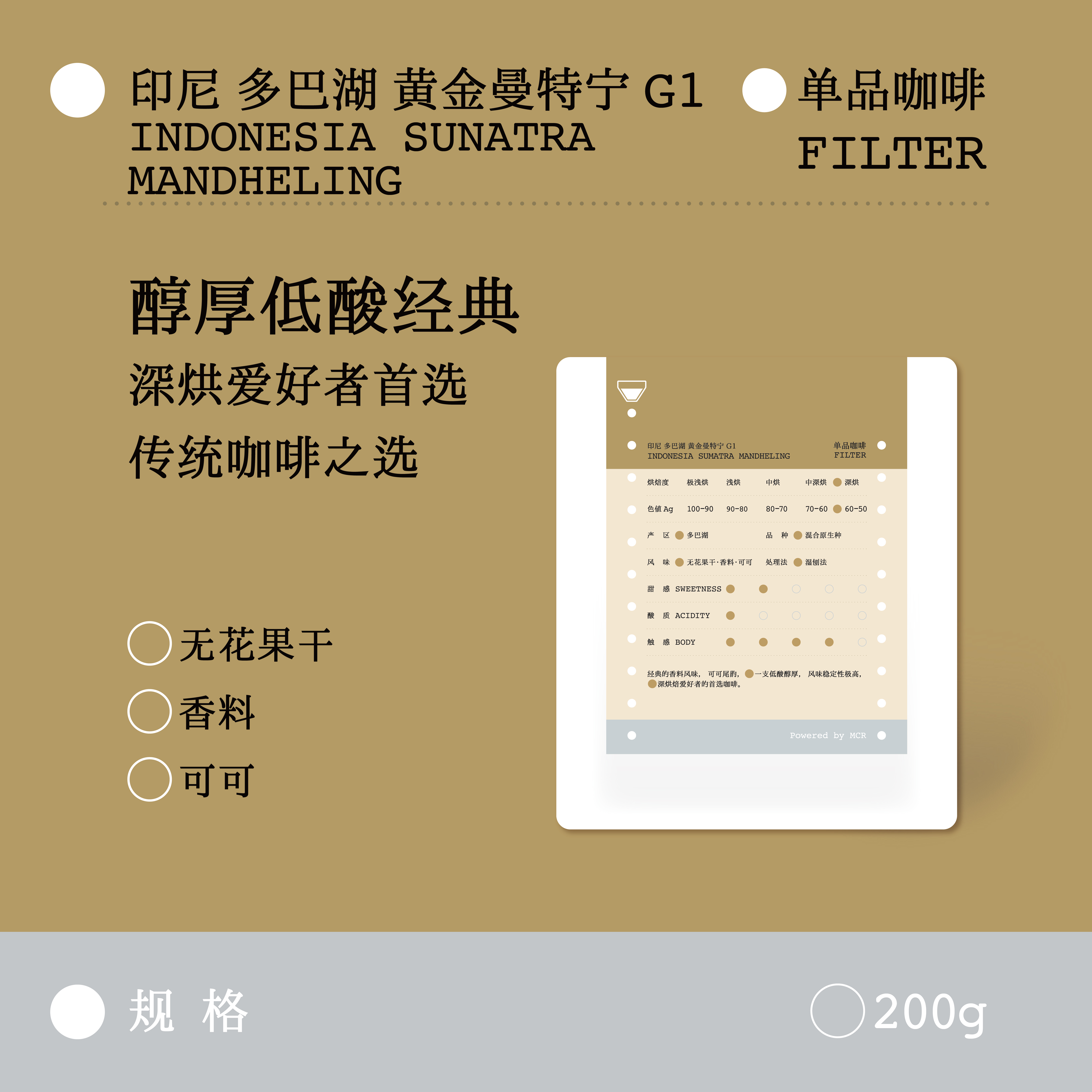 MCR微焙黄金曼特宁/亚奇龙果长豆