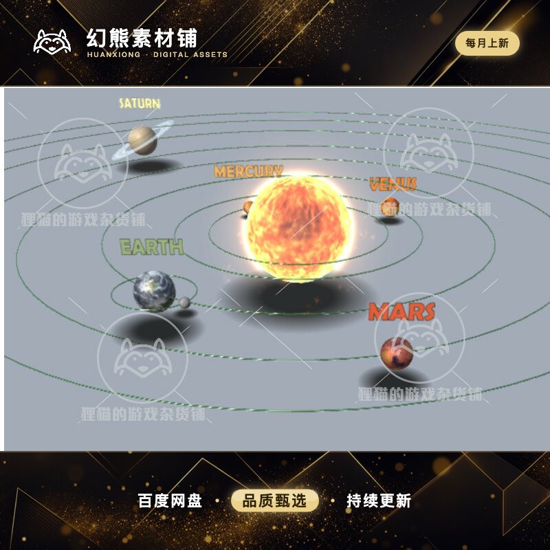 Unity Animated Solar System 带动画太阳系系统模型 1.0