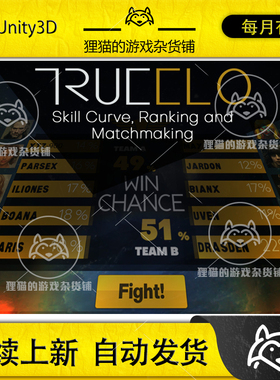 Unity TrueElo Player Skill Matchmaking and Ranking 排名 1.0
