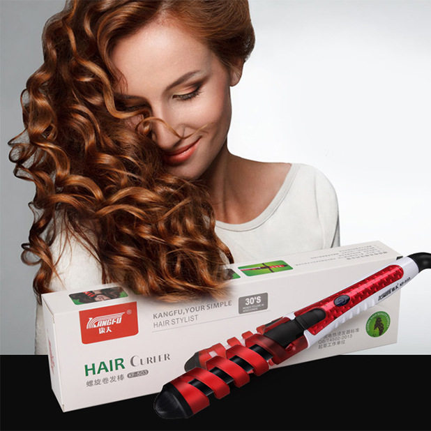 康夫螺旋卷发棒不伤发梨花头大小卷烫发陶瓷釉电卷发器玉米夹503