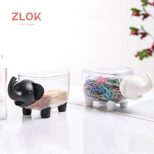 大象桌面收纳盒棉签盒小羊杂物收纳回形针整理收纳盒北欧风牙签盒