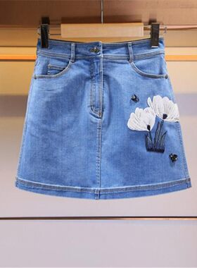 秒杀SNHNSI艳影新款时尚绣花牛仔短裙半身裙J1204204-3980秒G9
