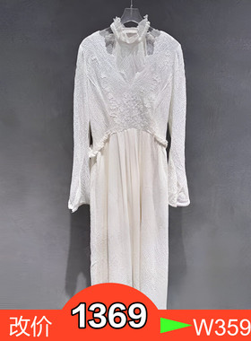 正品2023冬款假两件刺绣缩褶连衣裙BBC424J254-230