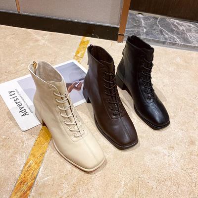 网红新款秋季粗跟英伦靴单靴2020