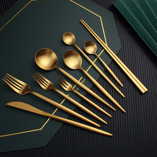 Gold Cutlery Set Stainless Steel Golden Knives Forks Spoons