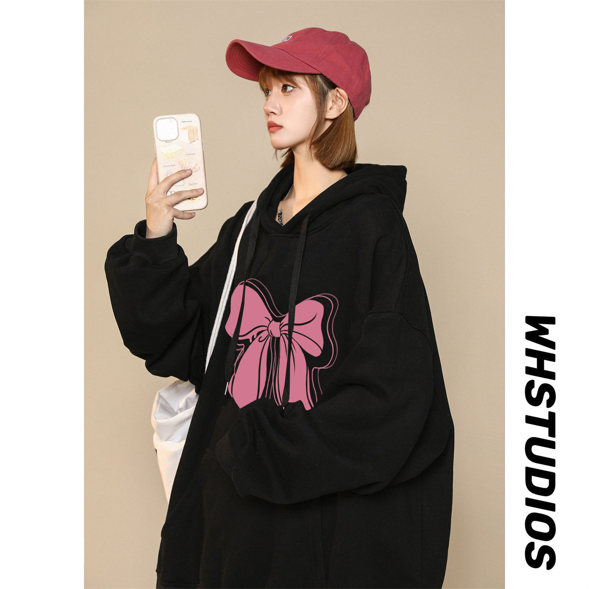 2023新款加绒连帽蝴蝶结卫衣405-3-AQ25-P55加绒P60（50棉）,女装卫衣/绒衫,星座405-3
