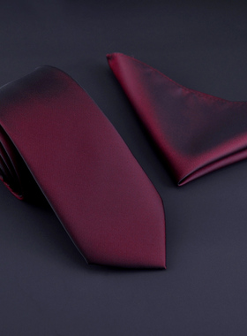 领带男正装商务7CM手打新郎结婚酒红色免打结职业婚礼懒人拉链式