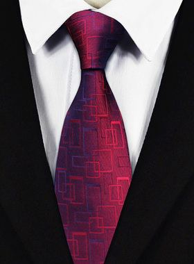 领带男真丝正装商务8cm新郎结婚手打酒红色桑蚕丝男士高档婚礼