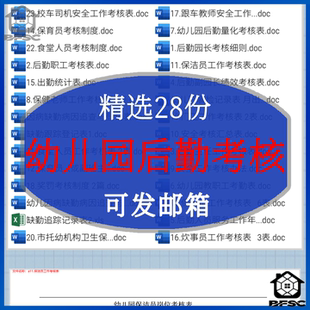 幼儿园后勤考核表格副园长gf保洁教职工保育员炊事员门卫食堂司机