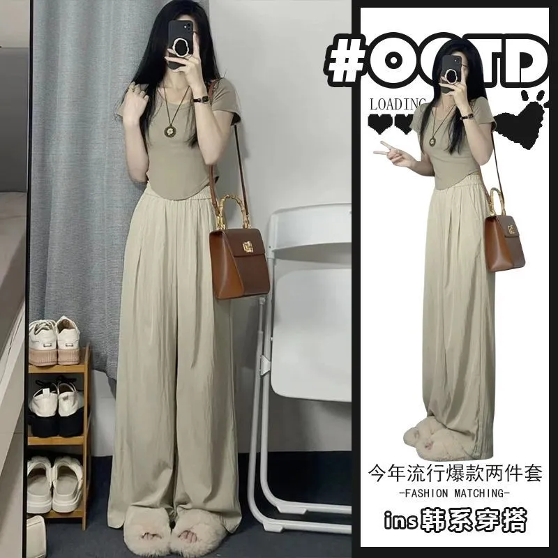 梨形身材穿搭套装微胖显瘦遮肉小个子盐系轻熟减龄两件套装夏季