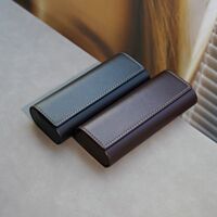 Retro portable glasses case, men's and women's leather, simple, pressure-resistant and shockproof, myopia glasses case, high-end and fresh storage box thumbnail 5