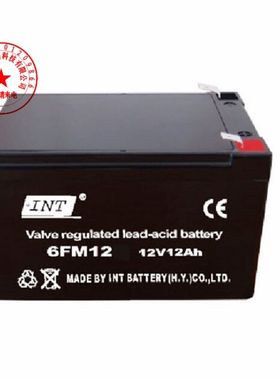 INT蓄电池6FM12照明电源仪器仪表储能电瓶12V12AH 报警主机 家用