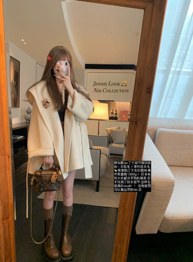 NSS COLLECTION 定制高克重面料 封神双面羊驼毛秋冬白色斗篷大衣