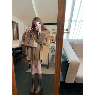 双面呢白色斗篷大衣女冬高级感毛呢外套 留洋千金 NSS COLLECTION