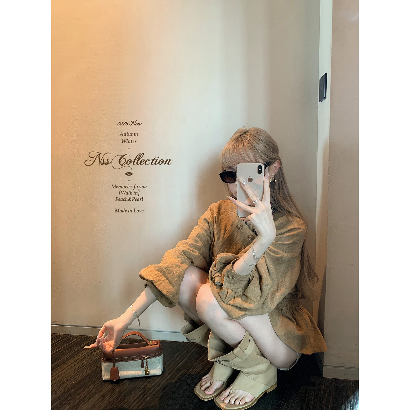 NSS COLLECTION“安娜少女的早餐”亚麻衬衫外套甜酷收腰显瘦上衣