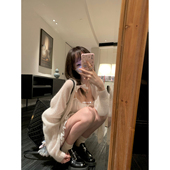 COLLECTION 迷雾少女 软糯马海毛外搭白色薄款 NSS 开衫 针织外套女