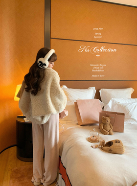 NSS COLLECTION “月下桂语”温柔气质毛毛短款披肩式羊羔毛外套