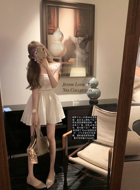 NSS COLLECTION 绮梦少女 绝美私藏棉纱镂空短裙夏a字方领连衣裙