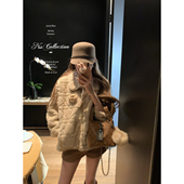 嗲嗲小千金 NSS COLLECTION 秋冬仿貂毛夹棉印花毛毛保暖外套