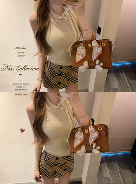 NSS COLLECTION“高智学姐”经典飘带针织背心女修身显瘦无袖上衣