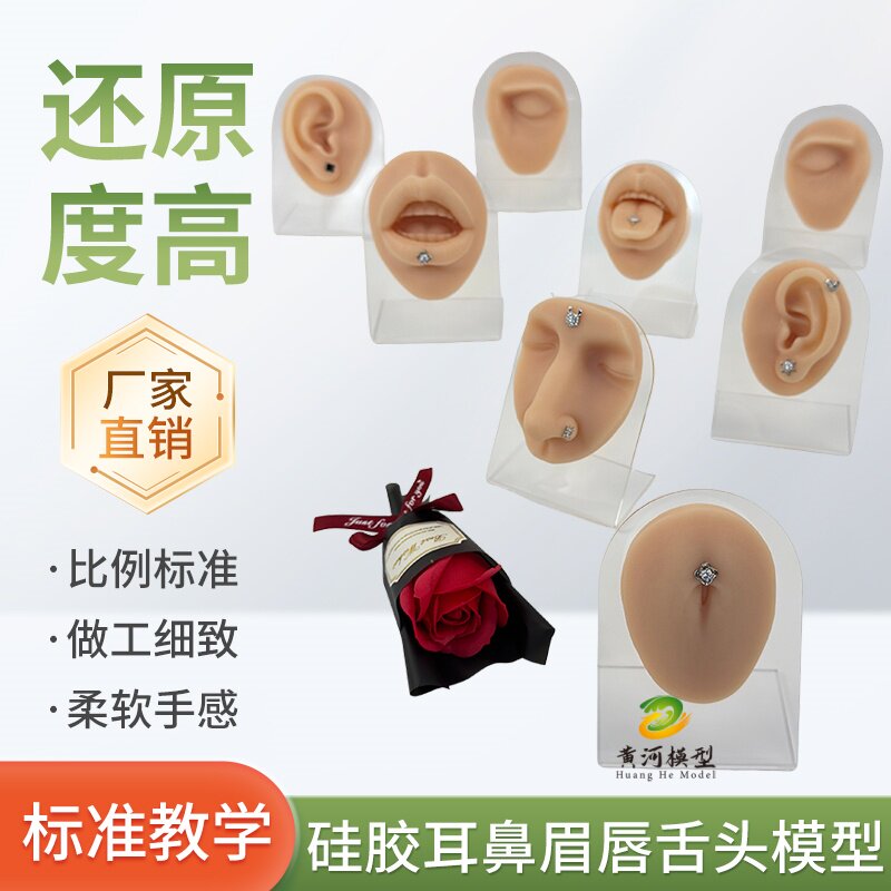 仿真硅胶人体五官模型眼耳口鼻脸皮外科缝合模块眉骨舌头嘴唇脐钉
