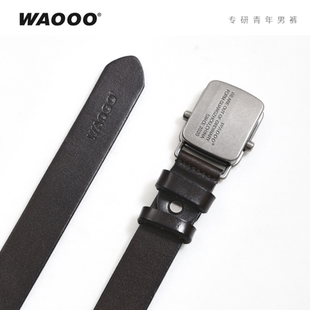 年轻皮质时尚 牛皮皮带男青年学生韩版 腰带 复古休闲2026新款 WAOOO