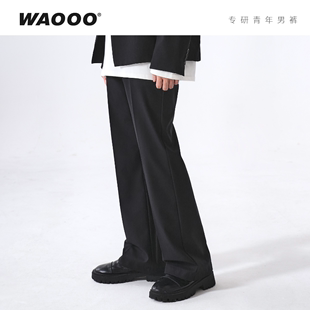高级感设计师百搭直筒黑色小众cleanfit休闲西裤 WAOOO潮牌 子男生