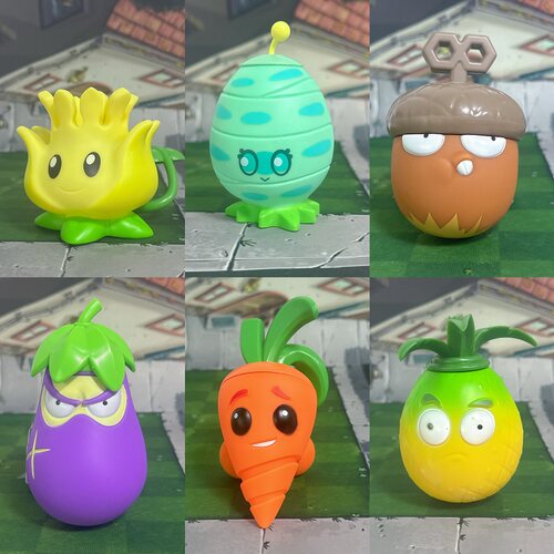 植物大战僵尸新款儿童玩具软胶茄子忍者菠萝杜英投手旋风橡果组合
