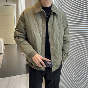 抖款  男尚拼色翻领棉衣黑A312-2392P110图片