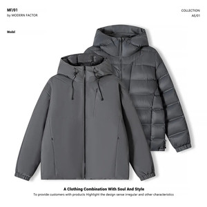 冬季双面穿90白鸭绒户外连帽排骨羽绒服A312-3977P300图片