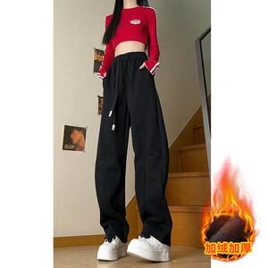 高品质抖音 55%棉重磅加绒弯刀裤男女卫裤A312-3213P65图片