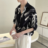 2025夏季轻熟风水墨印花短袖衬衫图色A312-CS266P45，男装T恤，电商A312