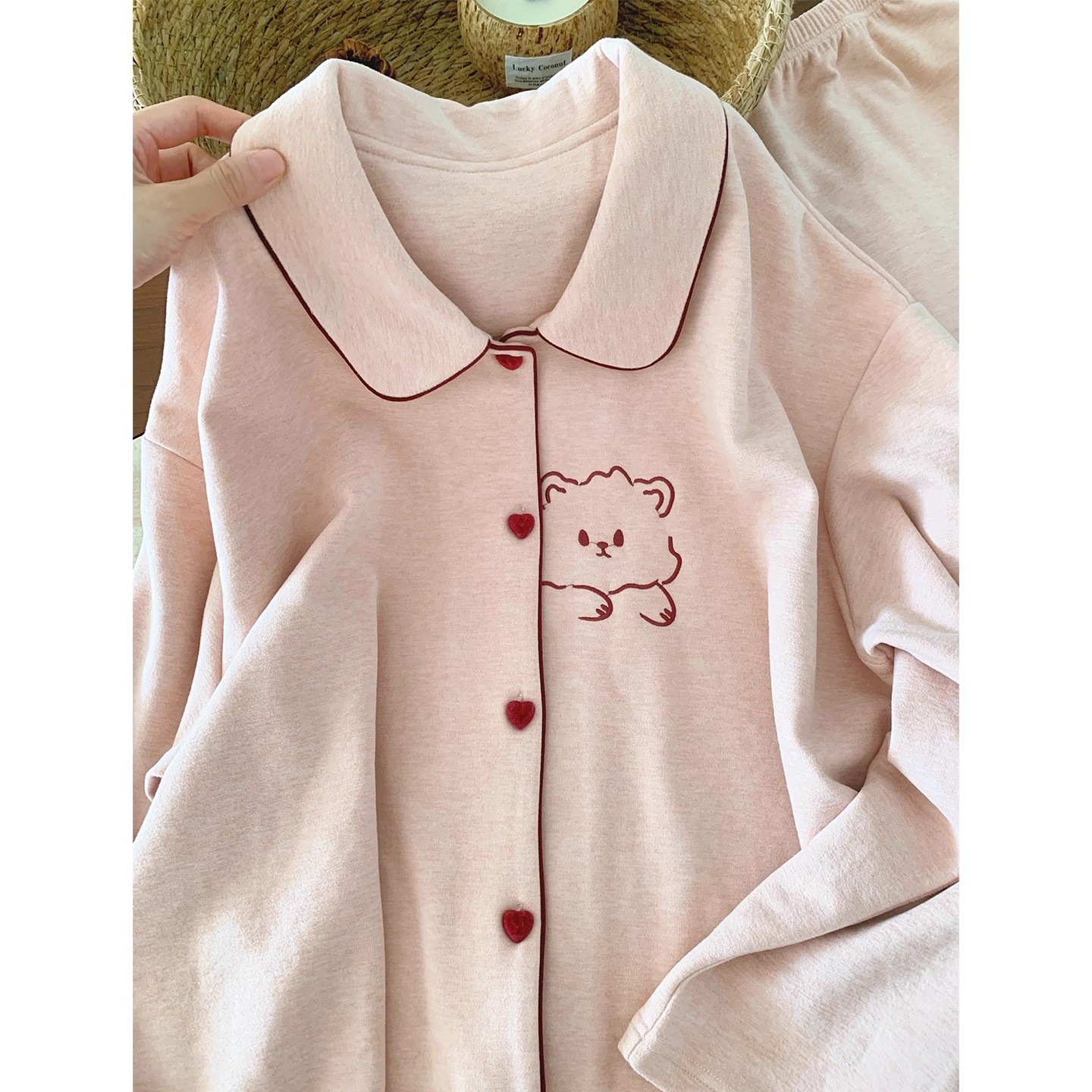 超柔软睡衣女蚕丝羊绒刺绣家居服