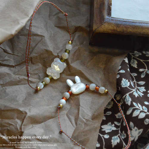 迷你小手绳天然蝶贝小熊小兔