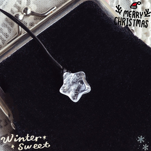 天然白水晶星星项链情侣