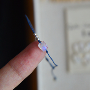 补了~「雾蓝」小小的蓝月光 天然月光石银珠小手绳银手链闺蜜学生