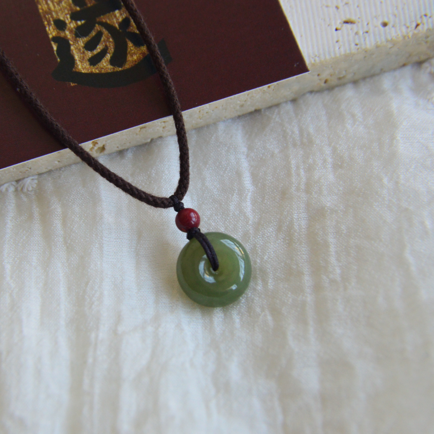 「青玉扣」天然和田玉平安扣项链  复古国风新中式百搭吊坠女