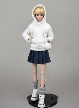 小布blythe 6分娃娃衣服装30cm超模心怡azone丽佳ob 白色休闲卫衣