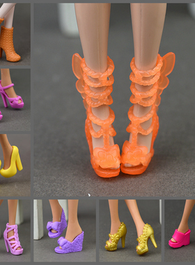 30CM换装洋娃娃的鞋子6分娃配件女孩玩具礼物高跟靴子鞋子多款