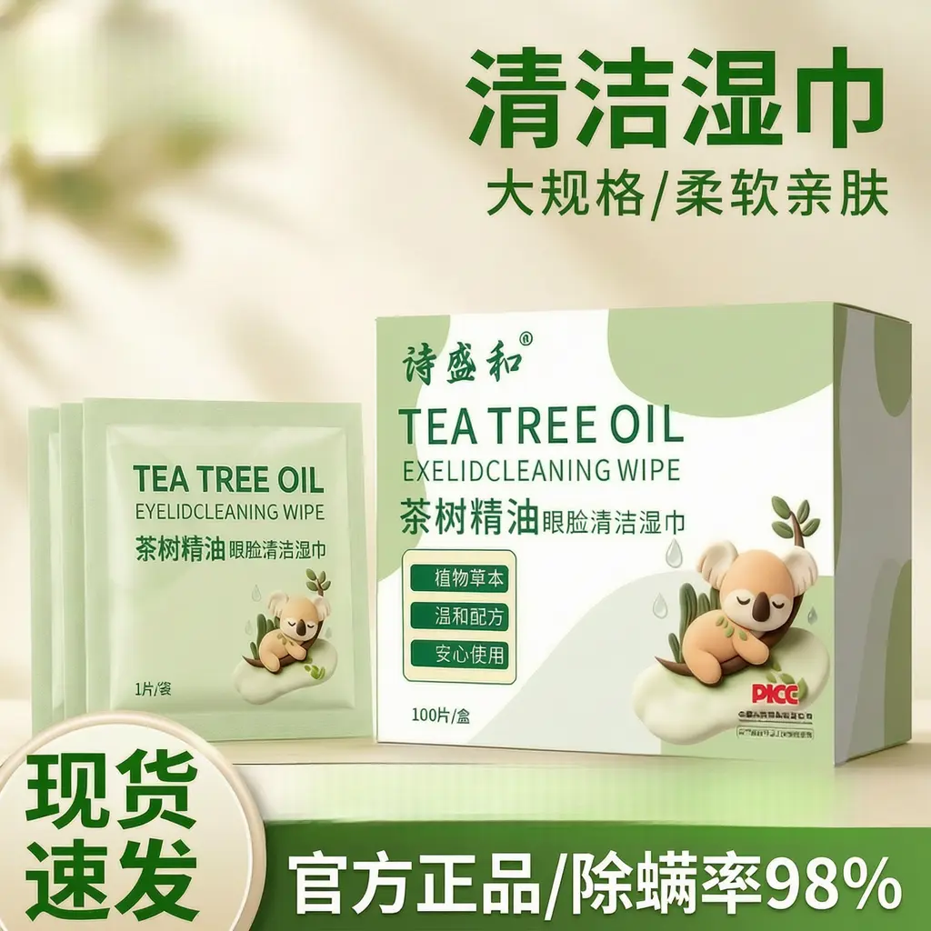 诗盛和茶树精油眼脸清洁湿巾护理