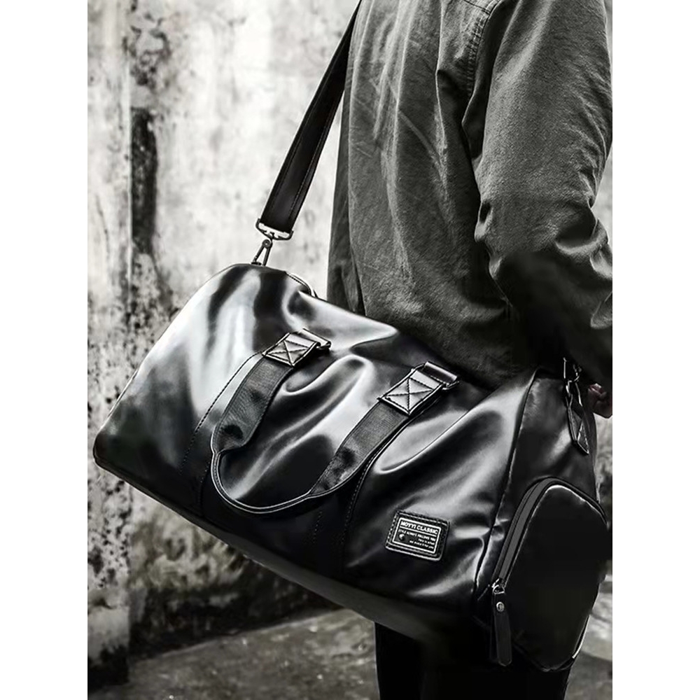 香港真皮手提包男士旅行包大容量干湿分离健身包单肩斜挎包行李袋