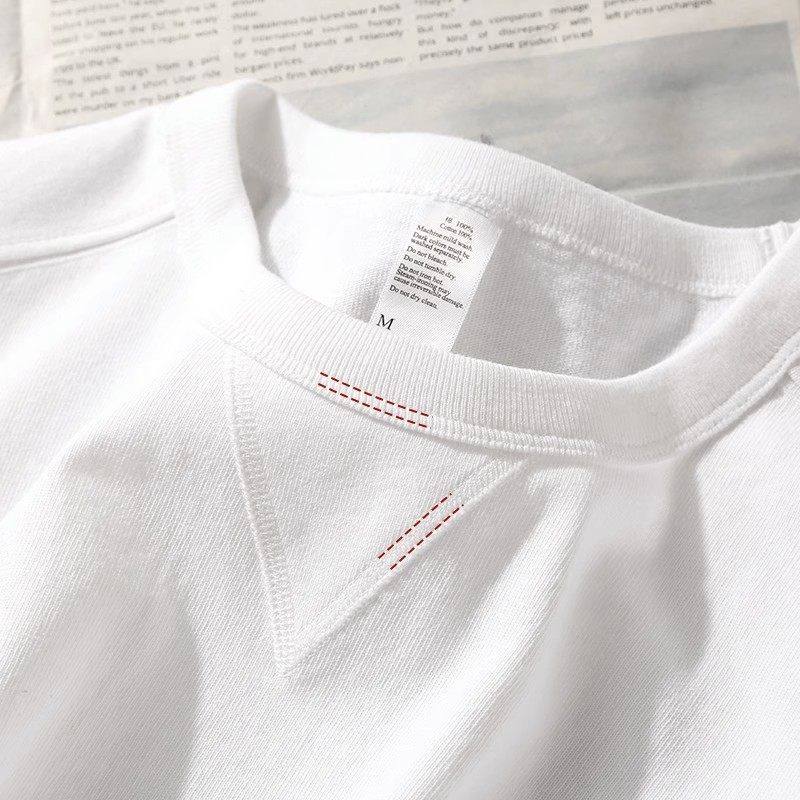 仓树一石潮牌ins日系白色纯棉长袖T恤男秋冬季圆领卫衣男士打底衫