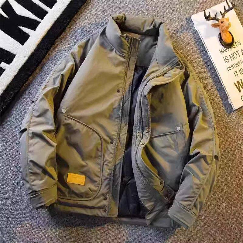 仓树一石美式潮牌立领羽绒服男士冬季复古保暖夹克痞帅高级感外套