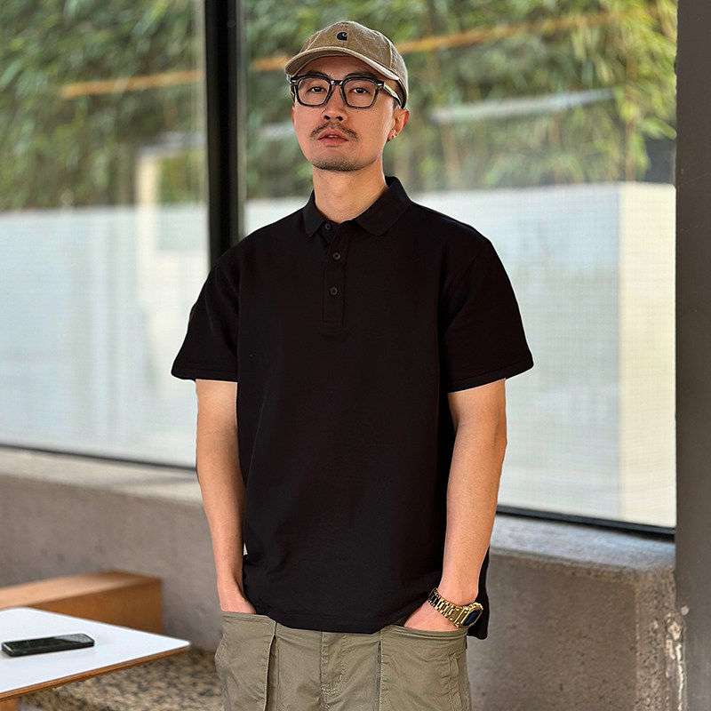 仓树一石潮牌商务休闲短袖POLO衫男士夏季简约新款宽松半袖体恤
