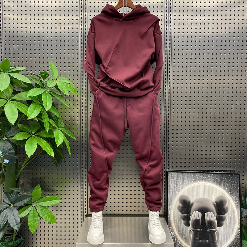 仓树一石纯色韩版两件套百搭运动休闲套装潮流春秋季男士卫衣卫裤