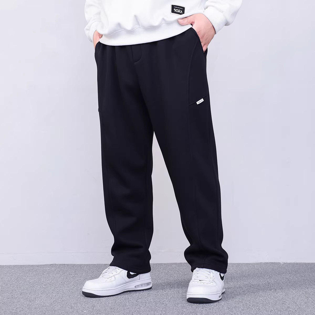 仓树一石潮牌春秋款男装休闲长裤子潮胖子加肥加大码肥佬宽松型