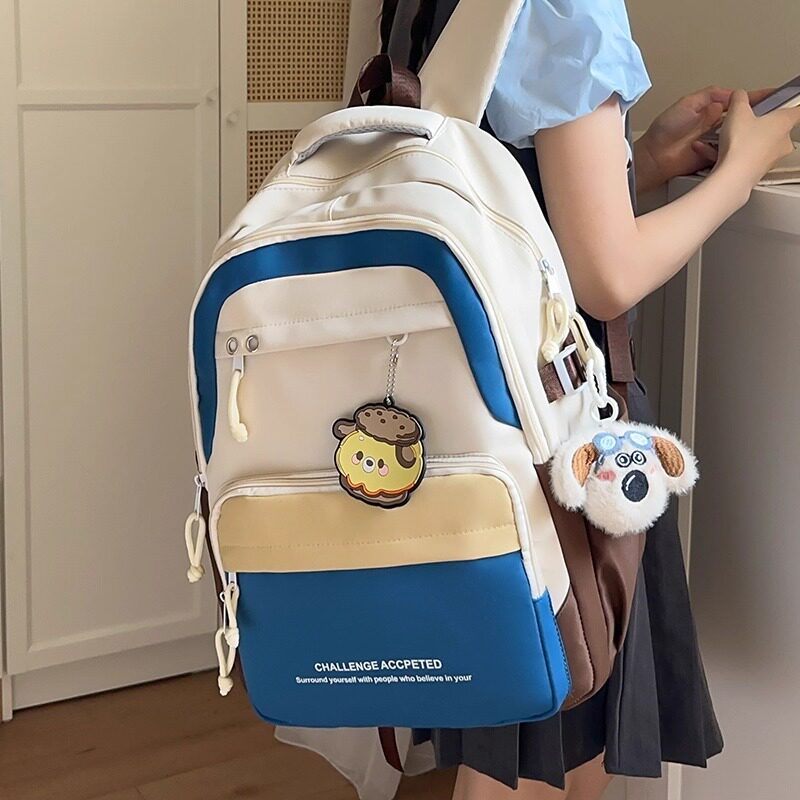 法国BERYDIA小学生书包女生简约ins学院风背包初中生大容量双肩包